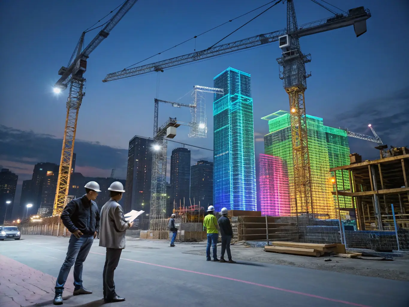 An image of a construction site where BIM is being used to coordinate the construction process, highlighting the efficiency and accuracy of AMERICA BIM's services.